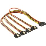 DeLOCK 15-pins SATA power naar 4x 15-pins SATA power kabel Zwart/rood, 0,5 meter
