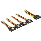 DeLOCK 15-pins SATA power naar 4x 15-pins SATA power kabel Zwart/rood, 0,5 meter