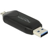 DeLOCK Adapt.Micro USB-USB + Card R. kaartlezer Zwart