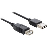 DeLOCK EASY-USB-A 2.0 naar USB-A 2.0 verlengkabel Zwart, 5 meter