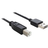 DeLOCK EASY-USB-A 2.0 naar USB-B 2.0 kabel Zwart, 1 meter