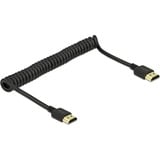 DeLOCK HDMI spiraalkabel Zwart, 1,5 meter, 4K 60Hz