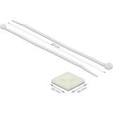 DeLOCK Kabelbinderbevestiging 30 x 30 mm met kabelbinders Wit, 10 stuks, L 200 x B 4,8 mm