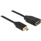 DeLOCK Micro-HDMI naar HDMI-A adapter Zwart, 0,2 meter, 4K