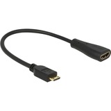 DeLOCK Mini-HDMI-C naar HDMI-A adapter Zwart, 0,23 meter