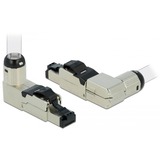 DeLOCK RJ45 Cat.6A plug, gehoekt wandcontactdoos 1 stuk, metalen behuizing