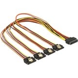 DeLOCK SATA 15 pin power > SATA 15 pin power 4x kabel Zwart/rood, 50 cm