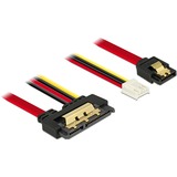 DeLOCK SATA 7 pin + Floppy 4 pin power female > SATA 22 pin adapter Zwart/rood, 85234, 0,3 meter