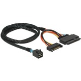 DeLOCK SFF-8643 male > U.2 SFF-8639 female + SATA voedingsstekker adapter Zwart, 0,75 meter