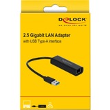 DeLOCK USB-A > 2,5 Gigabit LAN adapter Zwart, 0,15 meter