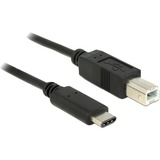 DeLOCK USB-C 2.0 naar USB-B kabel Zwart, 1 meter