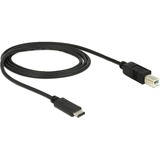 DeLOCK USB-C 2.0 naar USB-B kabel Zwart, 1 meter