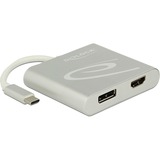 DeLOCK USB-C naar 1x HDMI + 1x DisplayPort adapter Zilver, 4K