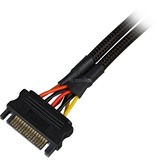 Sharkoon 15-pin SATA naar 2x 15-pin SATA 90° Y-stroomsplitterkabel Zwart, 20 centimeter