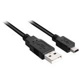 Sharkoon USB-A 2.0 naar mini-USB-B kabel Zwart, 1 meter, Dubbele afscherming