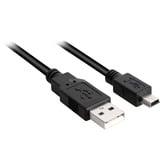 Sharkoon USB-A 2.0 naar mini-USB-B kabel Zwart, 3 meter, Dubbele afscherming