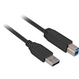 Sharkoon USB-A 3.2 Gen 1 naar USB-B kabel Zwart, 3 meter