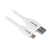 Sharkoon USB-A 3.2 Gen 2 naar USB-C kabel Wit, 1 meter