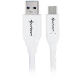 Sharkoon USB-A 3.2 Gen 2 naar USB-C kabel Wit, 1 meter
