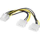 goobay PCIe naar 2x 5,25" voedingskabel Zwart/geel, 0,15 meter