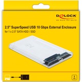 DeLOCK Externe behuizing voor 2,5" SATA HDD / SSD met SuperSpeed USB 10 Gbps (USB 3.1 Gen 2) Transparant