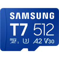 Samsung T7 microSD 512GB geheugenkaart Blauw, UHS-I U3, Class 10, V30