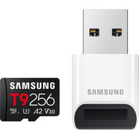 Samsung T9 microSD 256 GB geheugenkaart Zwart, UHS-I U3, Class 10, V30, incl. card reader