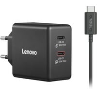 Lenovo 65W Dual USB-C GaN oplader Zwart, 2x USB-C, Power Delivery, met kabel