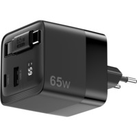 Sitecom 65W GaN Power Delivery wandoplader met uittrekbare kabel Zwart