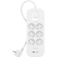 Belkin SurgePlus spanningsbeveiliger 6-voudige stekkerdoos met usb Wit, 6x stekker, 1x USB-C, 1x USB-A