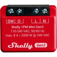 Shelly Plus 1PM Mini Gen3 relais Rood/zwart, Wifi