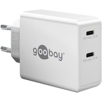 goobay USB-C PD Dual snellader (36 W) Wit, 2x USB-C, Power Delivery