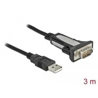 DeLOCK USB-A 2.0 naar 9-pin serieel (RS-232) adapterkabel Zwart, 3 meter