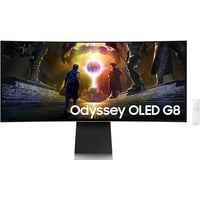 Samsung Odyssey G8 G85SD 34" Curved UltraWide gaming monitor Zilver, 2x HDMI, DisplayPort, 2x USB-A, USB-B, Wi-Fi 5, BT, 175 Hz