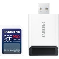 Samsung PRO Ultimate 256 GB SDXC geheugenkaart Wit/blauw, UHS-I U3, Class 3, V30, Incl. kaartlezer