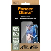 PanzerGlass iPhone 16 Plus - Ultra-Wide Fit beschermfolie Transparant/zwart