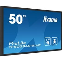 iiyama ProLite TF5039AS-B1AG 49.5" 4K Ultra HD Public Display Zwart, 2x HDMI, DisplayPort, 2x USB-A, USB-B, RJ-45