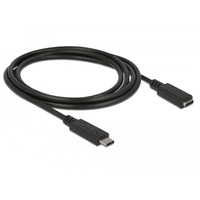 DeLOCK USB-C (male) naar USB-C (female) verlengkabel Zwart, 1,5 meter