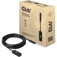 Club 3D USB-C 3.2 Gen 2 naar USB-A verlengkabel Zwart, 5 meter