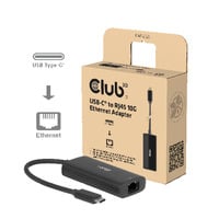 Club 3D USB-C naar 10Gb-LAN Ethernet adapter Zwart