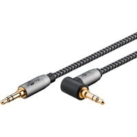 goobay Plus Audio 3,5 mm aux stereoverbindingskabel 90° Zwart/zilver, 0,5 meter