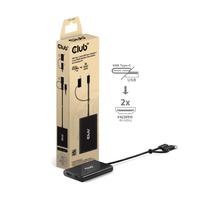 Club 3D USB-C naar USB-A adapter naar 2x HDMI splitter Zwart, DisplayLink