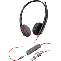 HP Poly Blackwire 3225 Stereo USB-C on-ear  Zwart/rood, Pc