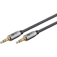 goobay Plus Audio 3,5 mm aux stereoverbindingskabel Zwart/zilver, 1 meter