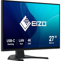 EIZO FlexScan EV2740X-BK 27" 4K Ultra HD monitor Zwart, 1x DisplayPort, 2x HDMI, 2x USB-C, 3x USB-A, 1x RJ-45