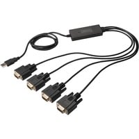 Digitus USB 2.0 naar 4x RS232 kabel Zwart, 1,5 meter