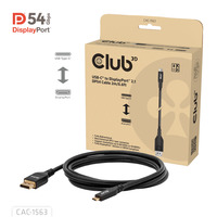 Club 3D USB-C naar DisplayPort 2.1 kabel Zwart, 2 meter