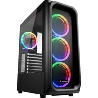 Sharkoon TK5M RGB midi tower behuizing Zwart | 3x USB-A | Tempered Glass