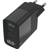 Sitecom 65W GaN Power Delivery oplader met led-scherm Zwart, 2x USB-C, 1x USB-A