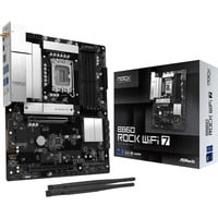 ASRock B860 ROCK WIFI 7 socket 1851 moederbord Zwart/zilver, RAID, 2.5Gb-LAN, Wi-Fi 7, BT, Sound, ATX
